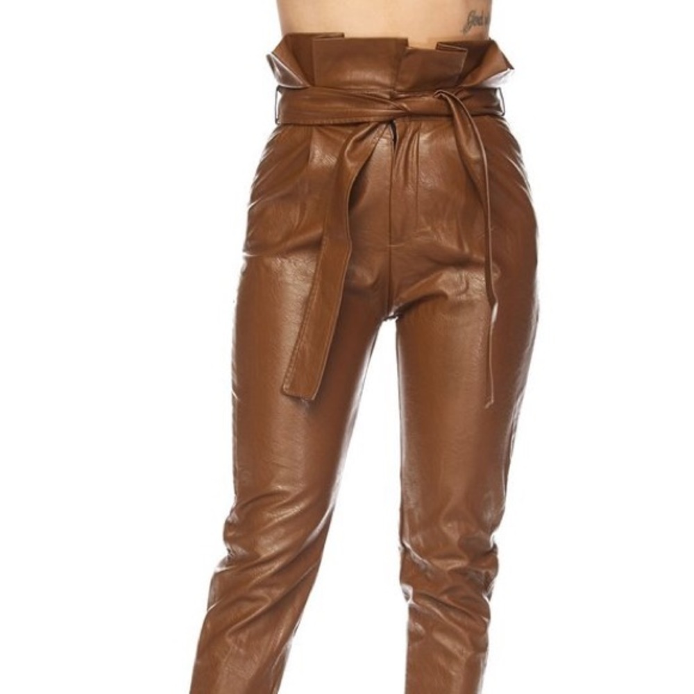 Faux Leather Paper Bag Pants